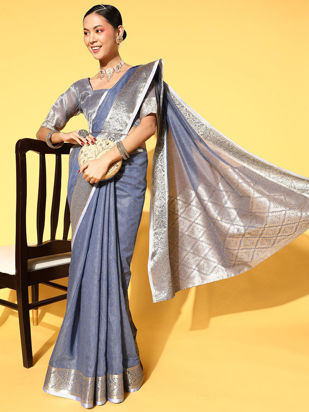 Anouk Rustic Woven Design Zari Banarasi Saree