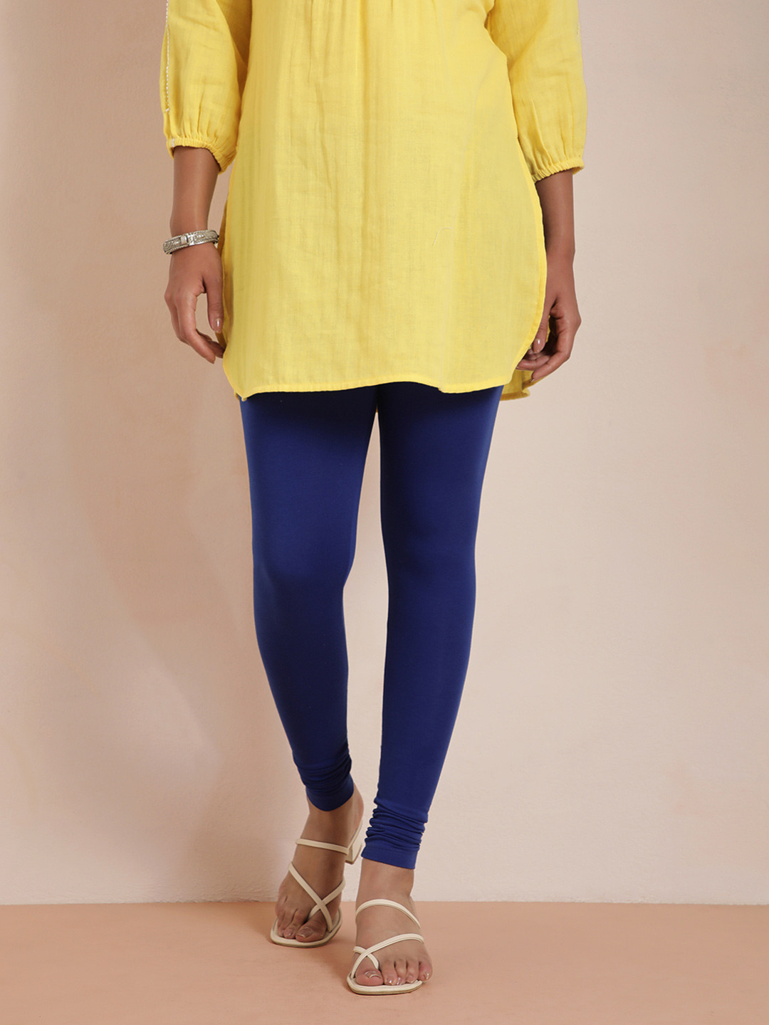 TWIN BIRDS Women Blue Solid Churidar-Length Leggings