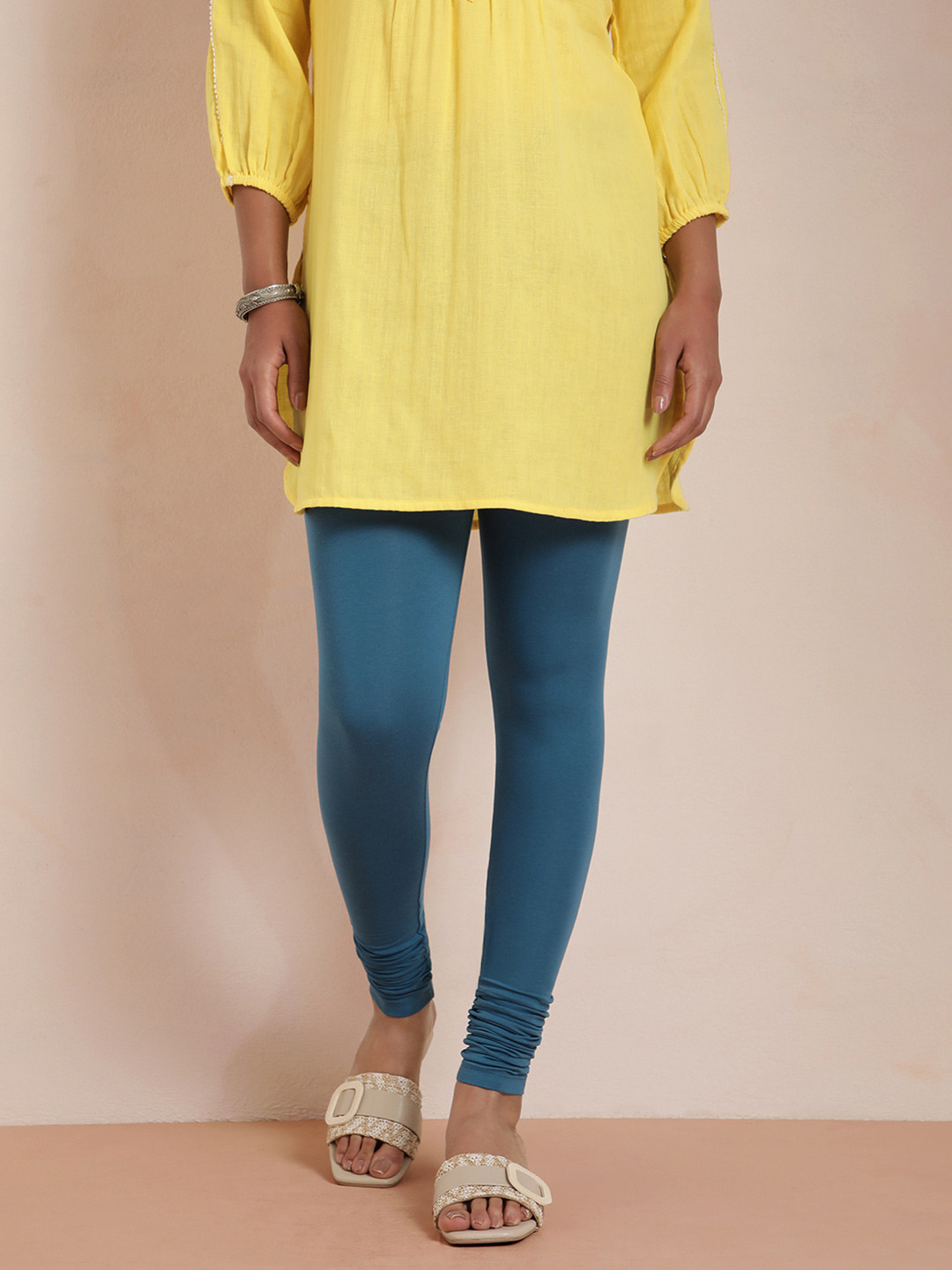 TWIN BIRDS Women Blue Solid Churidar-Length Leggings