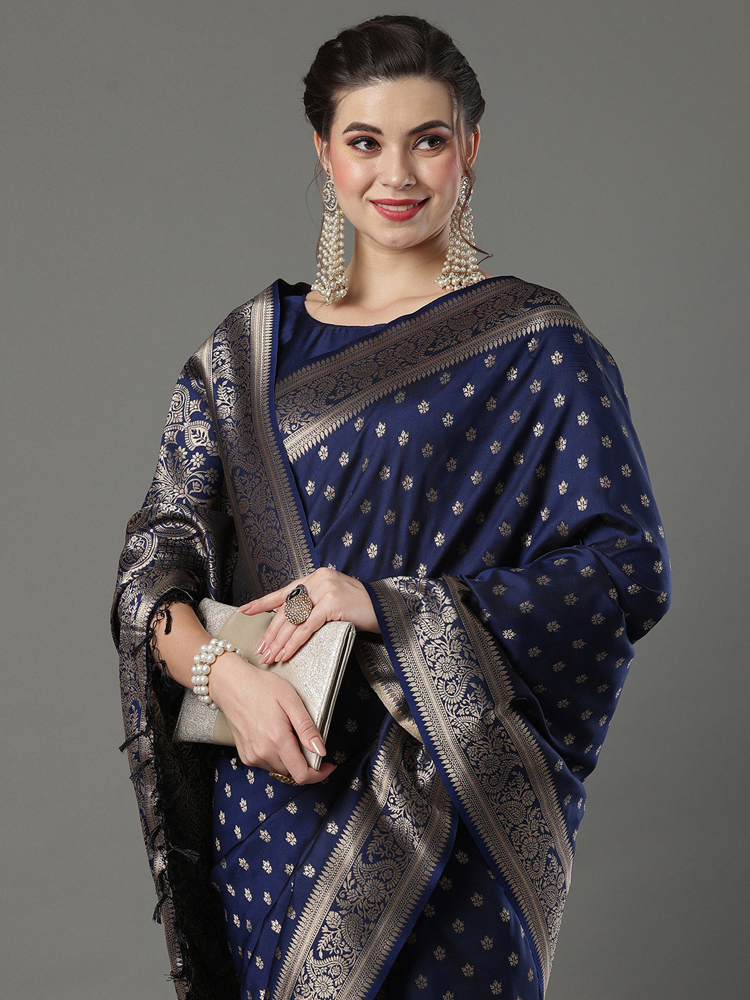 Mitera Woven Design Zari Silk Blend Banarasi Saree
