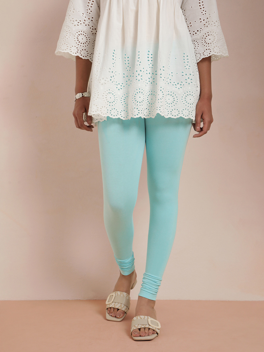 TWIN BIRDS Women Blue Solid Churidar-Length Leggings
