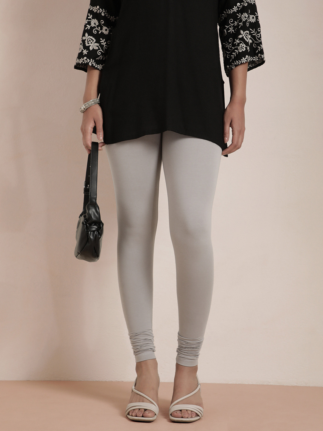 TWIN BIRDS Women Grey Solid Churidar-Length Leggings