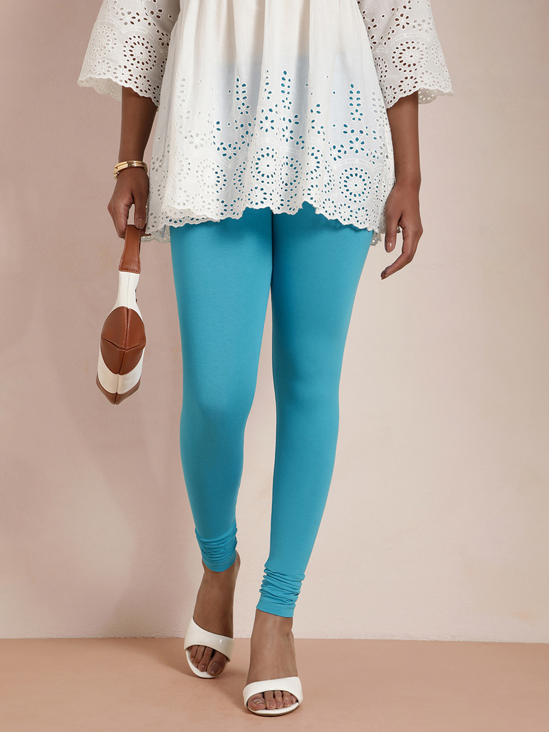 TWIN BIRDS Women Blue Solid Churidar-Length Leggings