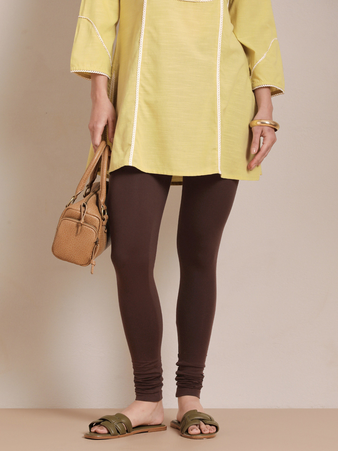 TWIN BIRDS Women Brown Solid Churidar-Length Leggings
