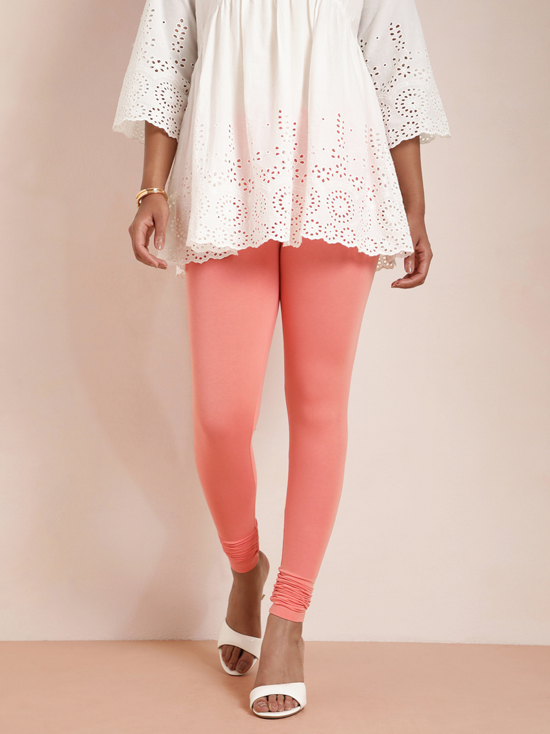 TWIN BIRDS Women Pink Solid Churidar Length Leggings