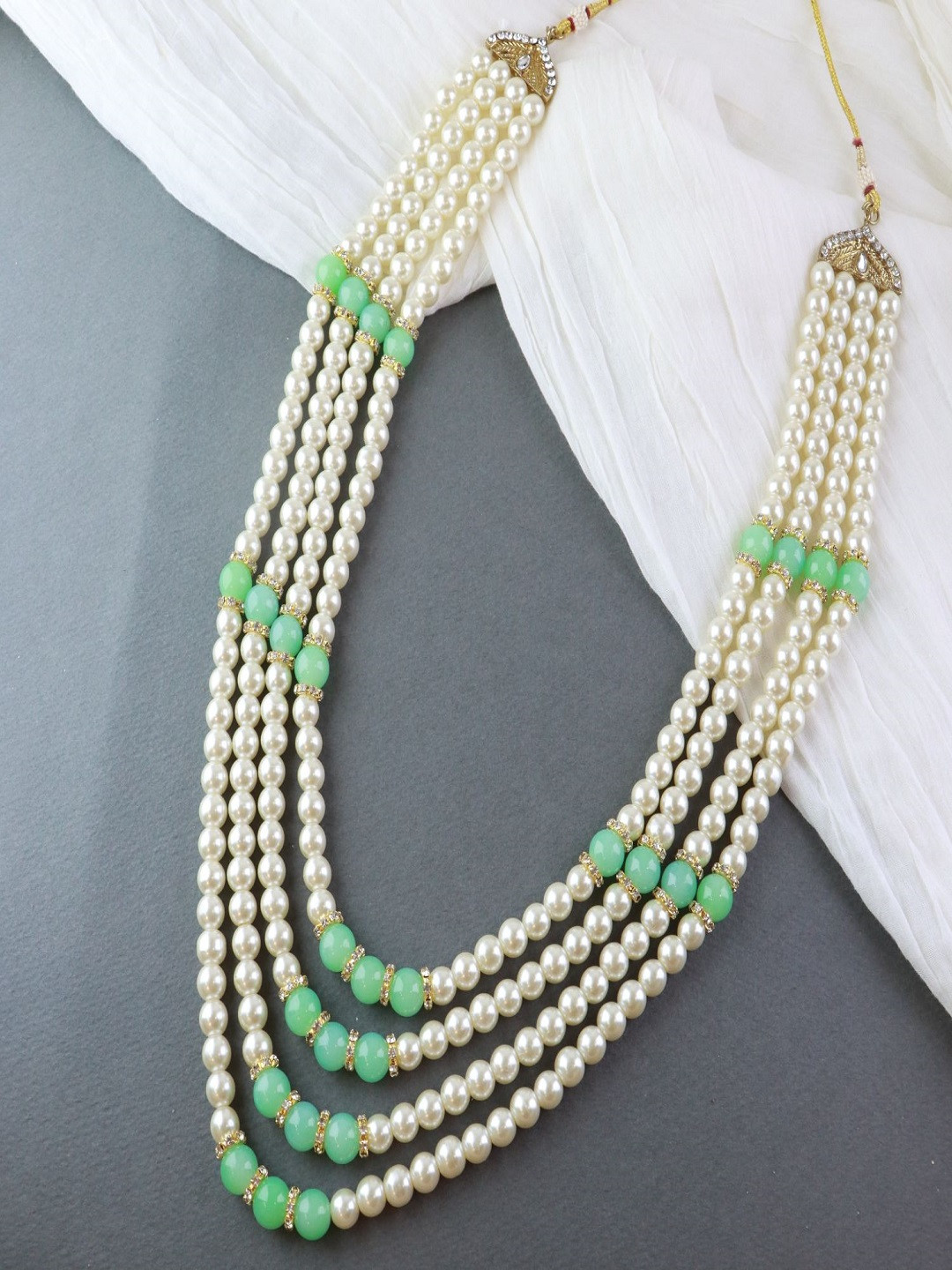 I Jewels Men Traditional Multi-Layer Pearl Necklace Mala