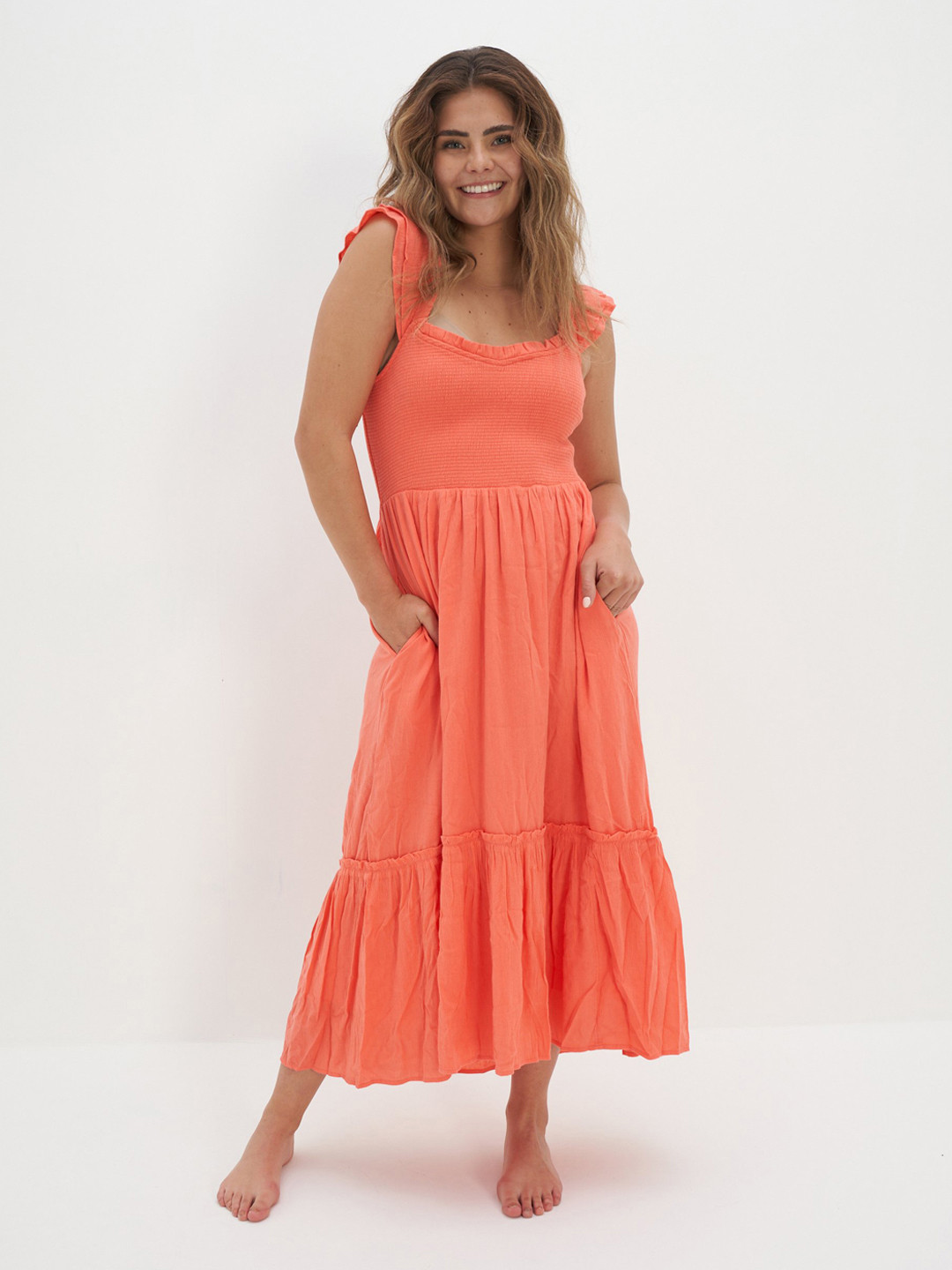 AMERICAN EAGLE OUTFITTERS Tiered Midi Cotton Dress