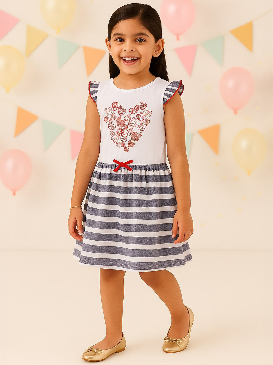 Miyo White & Grey Printed Dress