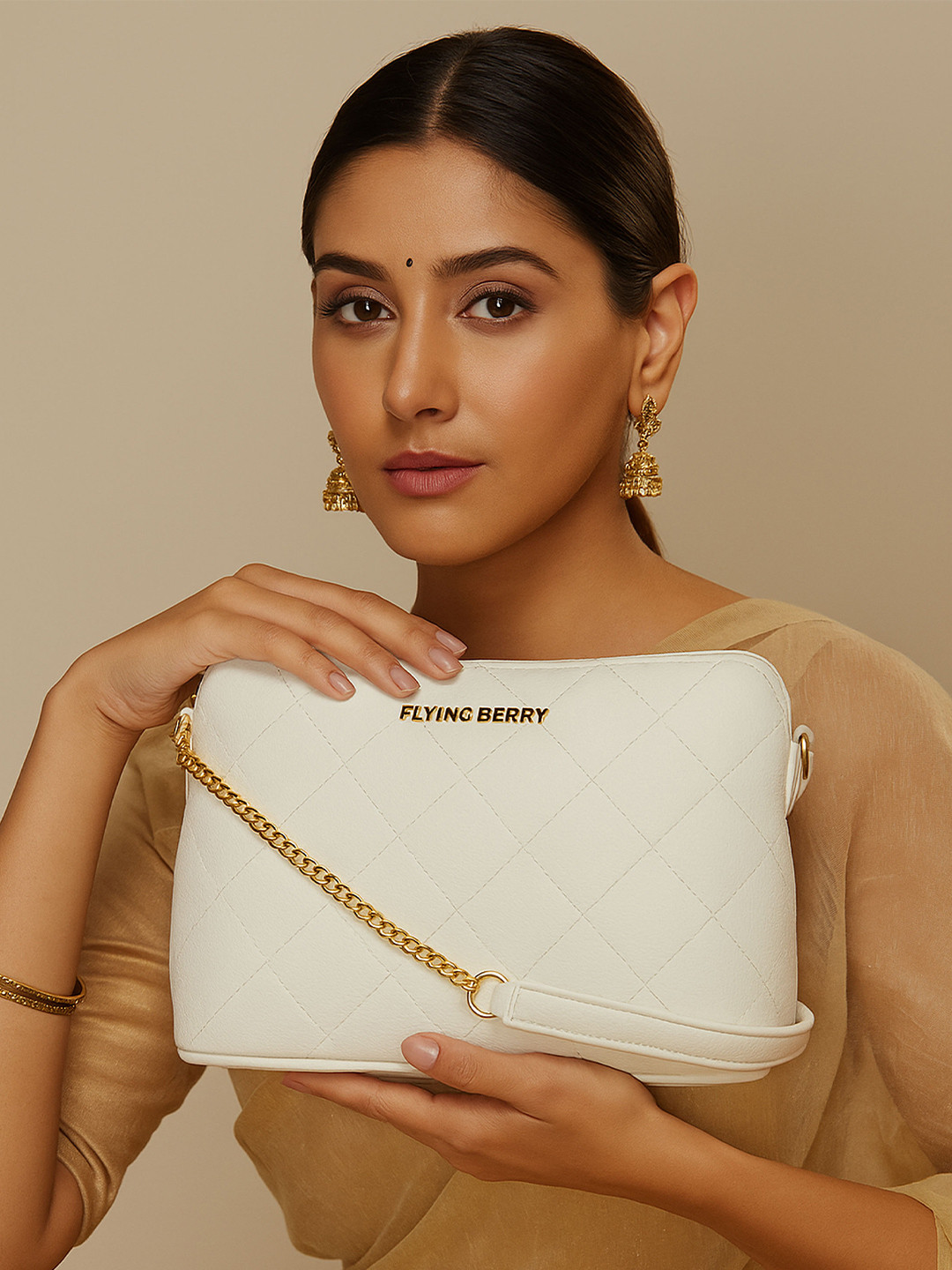 FLYING BERRY White Textured Sling Bag