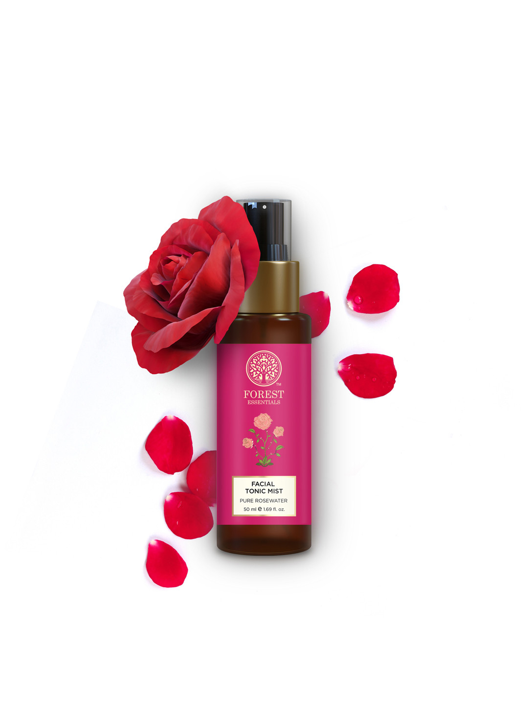 Forest Essentials Travel Size Facial Tonic Mist Pure Rosewater Refreshing Face Toner- 50ml