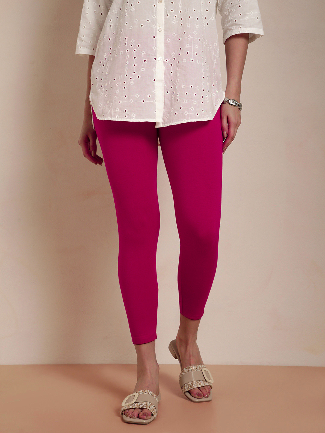 Twin Birds Women Mid-Rise Skinny Fit Solid High Ankle Length Leggings