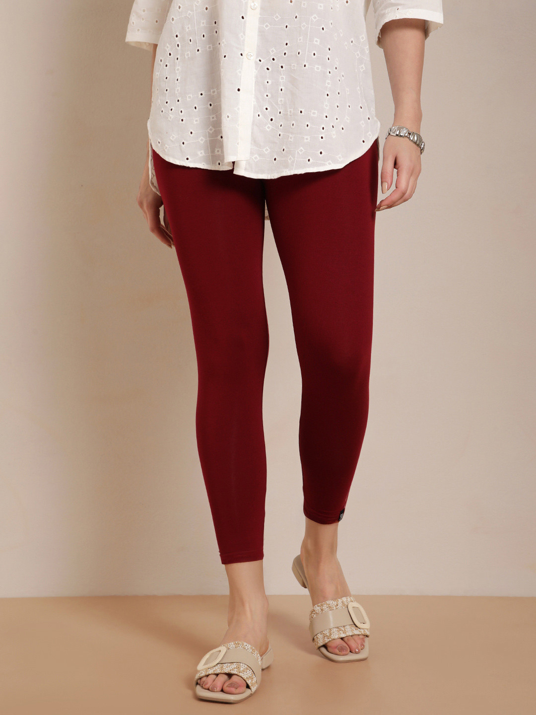 Twin Birds Women Mid-Rise Skinny Fit Solid High Ankle Length Leggings