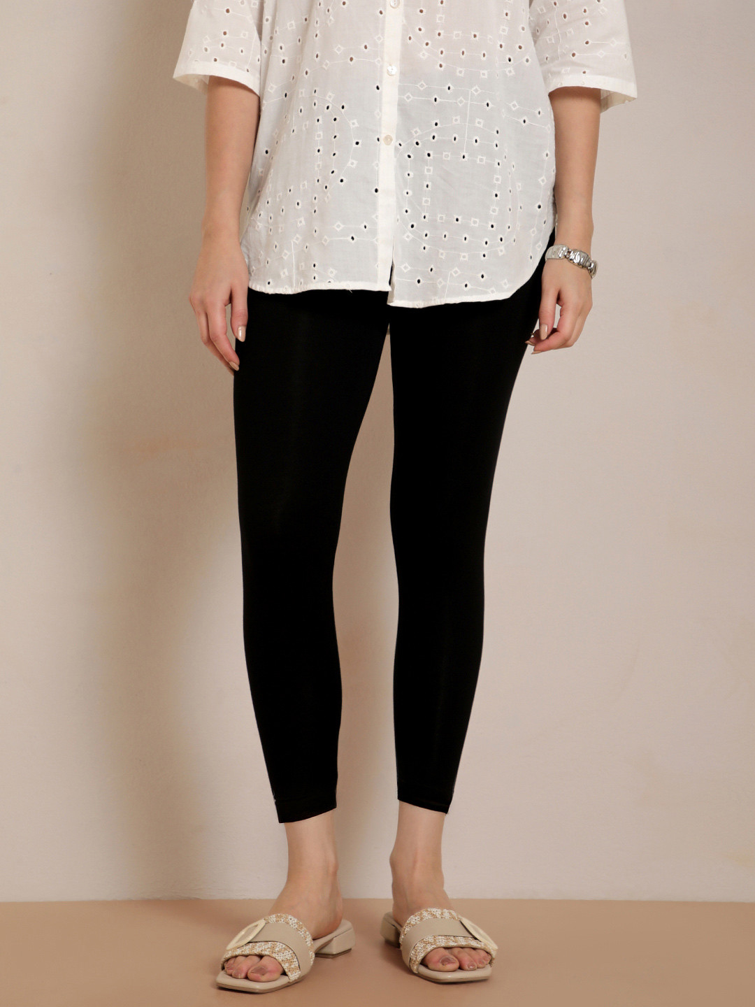 Twin Birds Women Mid-Rise Skinny Fit Solid High Ankle Length Leggings