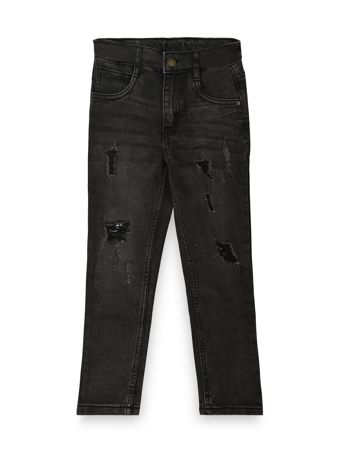 Cub McPaws Boys Grey Slim Fit Highly Distressed Light Fade Stretchable Jeans