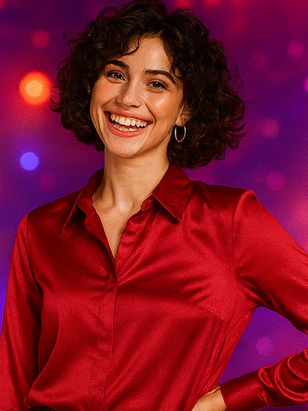 Hancock Women Solid Satin Regular Fit Party Shirt