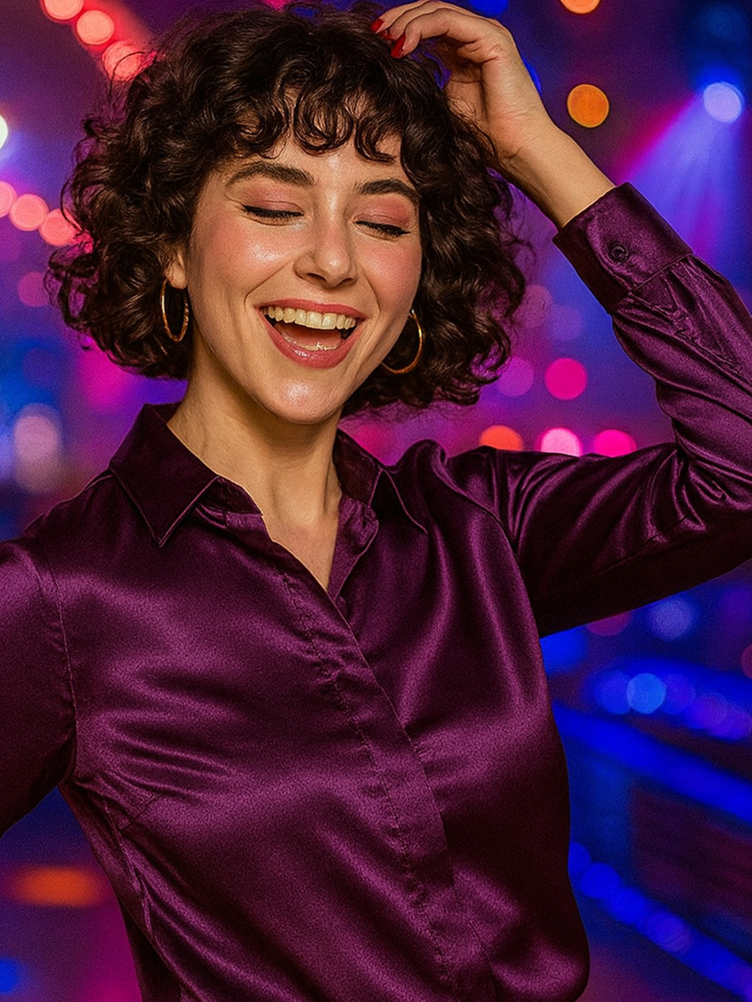 Hancock Women Solid Satin Regular Fit Party Shirt