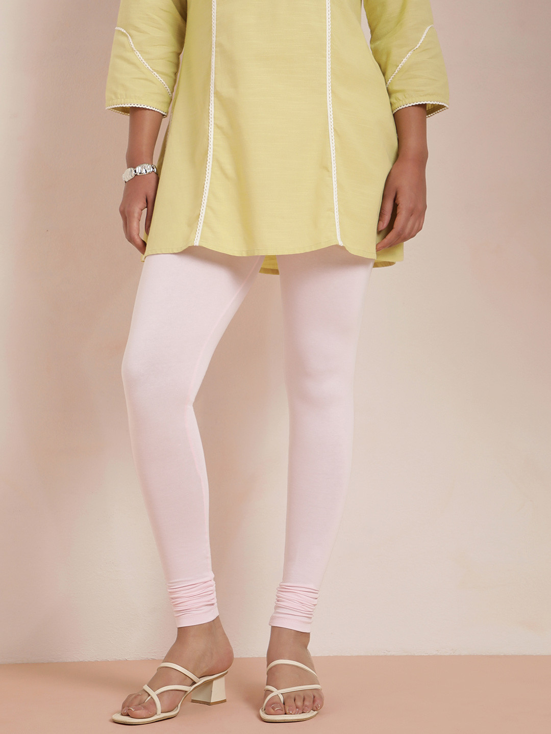 TWIN BIRDS Women Pink Solid Churidar-Length Leggings
