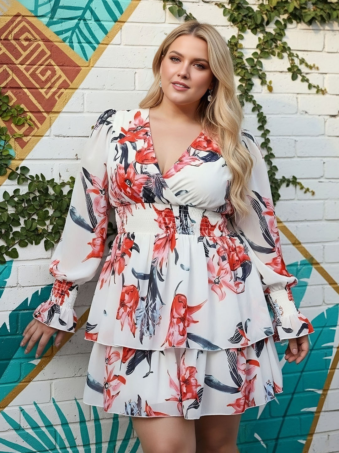 Berrylush Curve Women White Floral Vacay Attire
