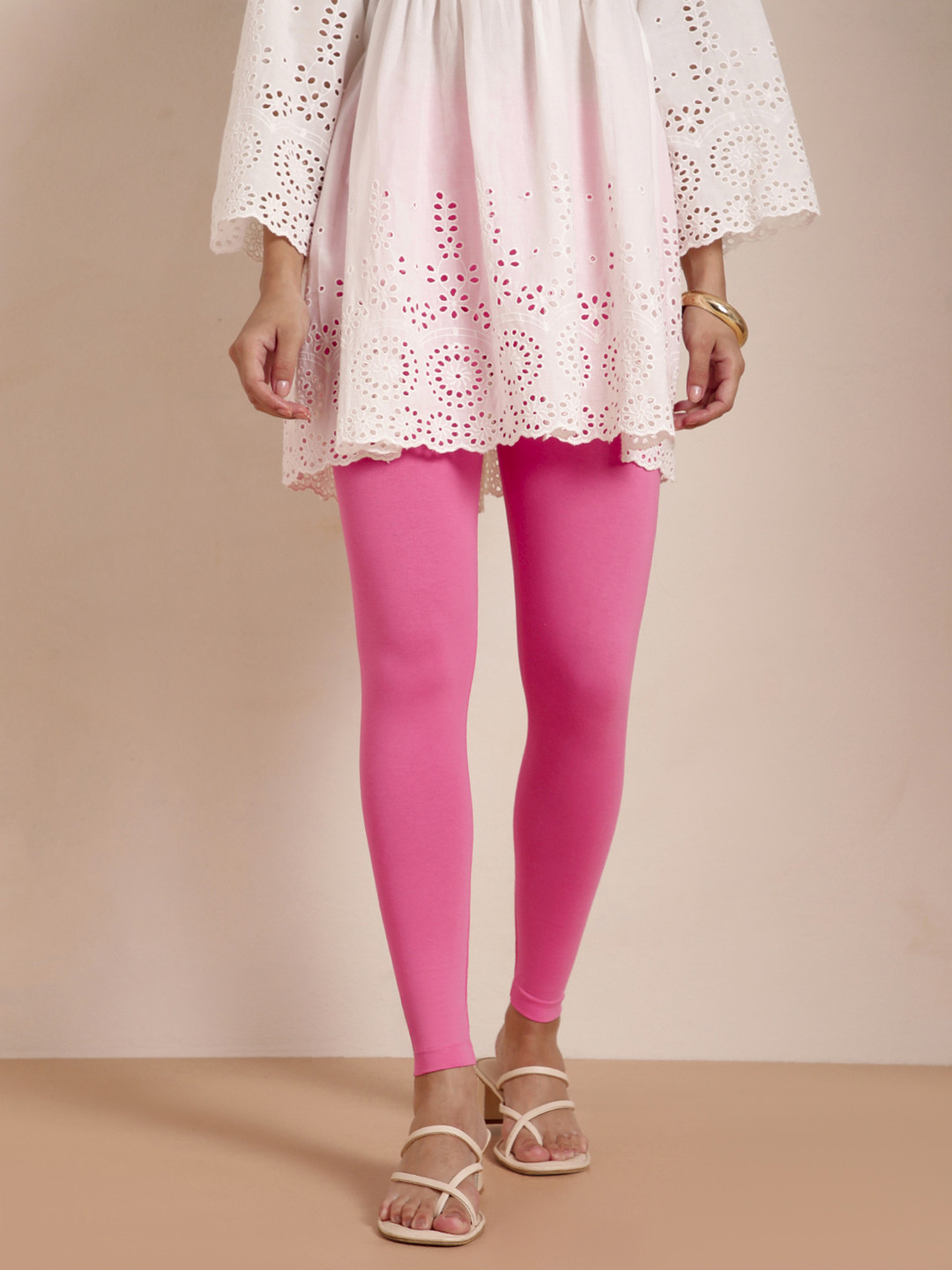 TWIN BIRDS Women Pink Solid Ankle-Length Leggings