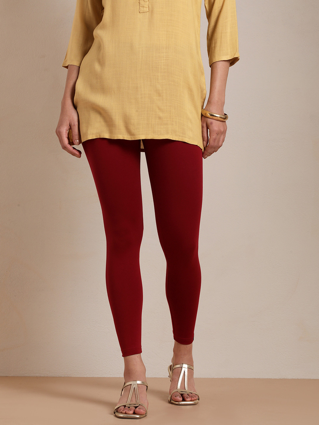 TWIN BIRDS Women Maroon Solid Ankle-Length Leggings