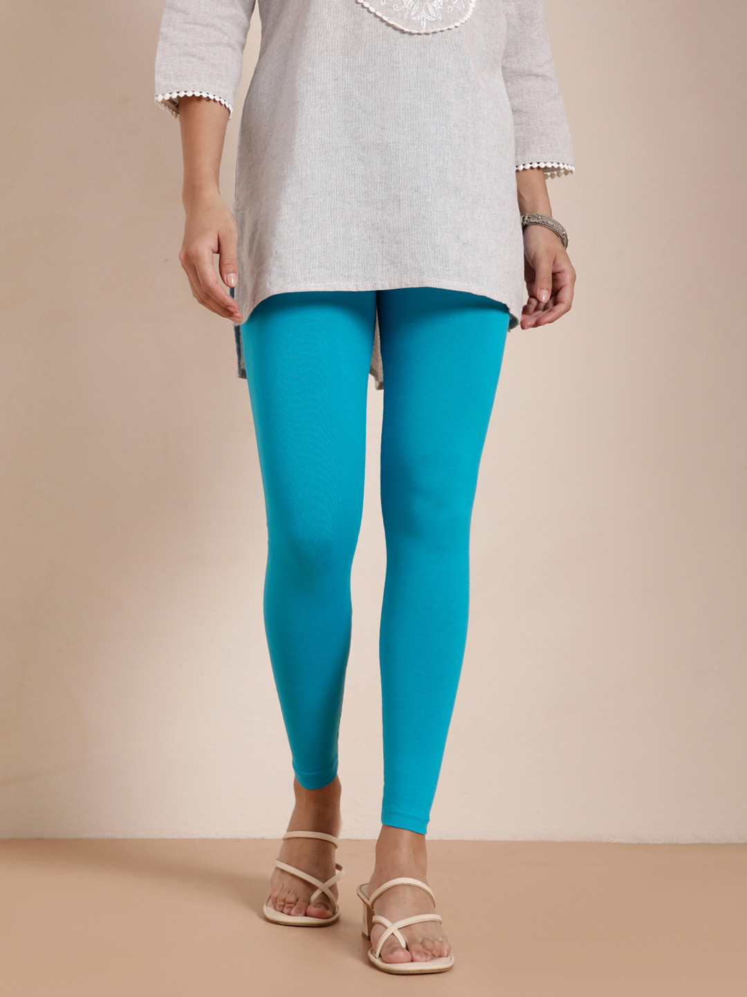 TWIN BIRDS Women Blue Solid Ankle-Length Leggings