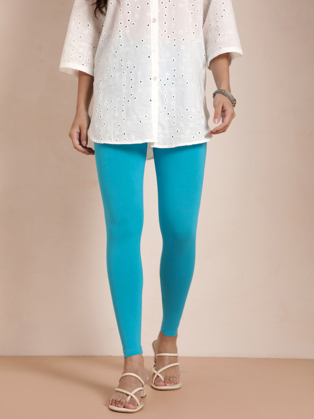 TWIN BIRDS Women Blue Solid Ankle Length Leggings