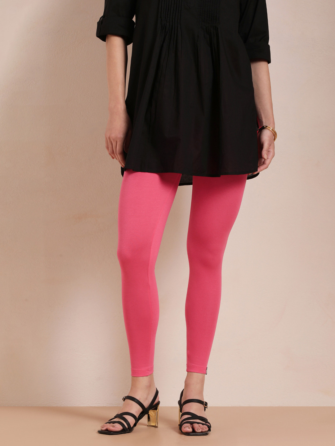 TWIN BIRDS Women Pink Solid Ankle Length Leggings