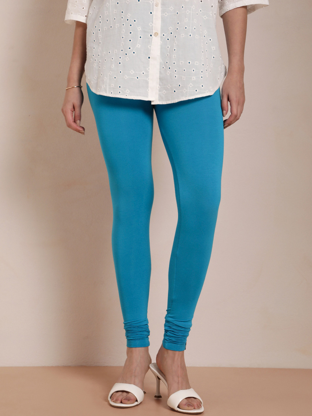 TWIN BIRDS Women Blue Solid Churidar-Length Leggings