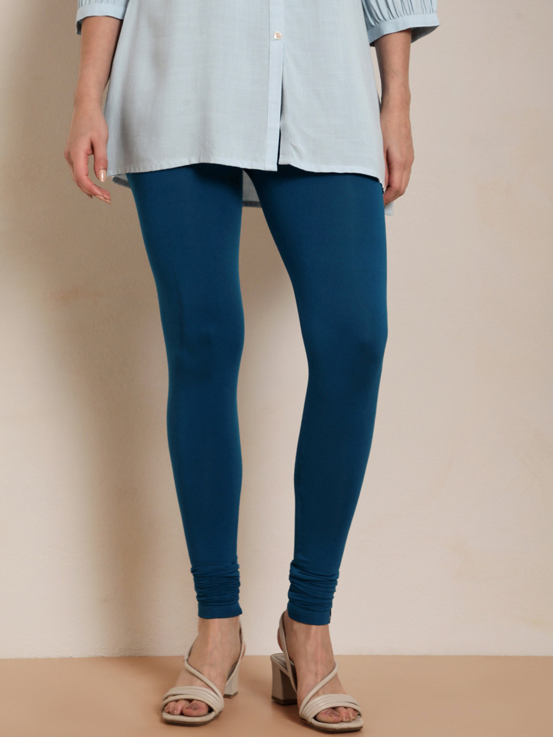 TWIN BIRDS Women Blue Solid Churidar Leggings