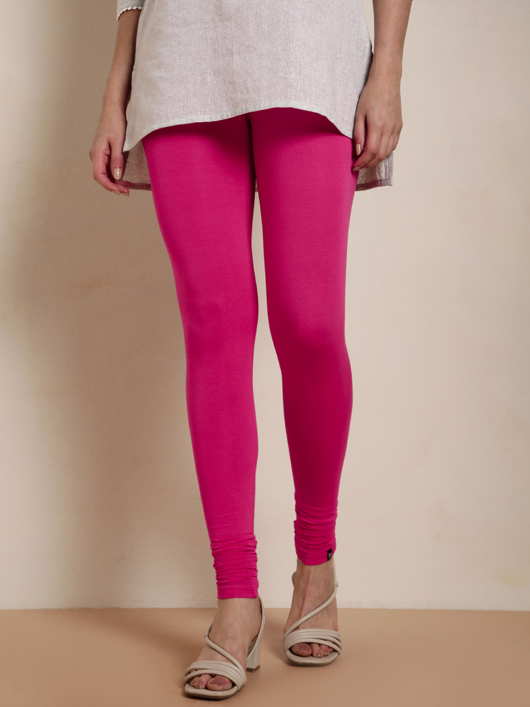 TWIN BIRDS Women Pink Solid Churidar-Length Leggings