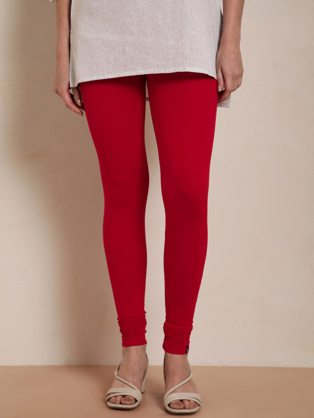 TWIN BIRDS Women Red Solid Churidar-Length Leggings