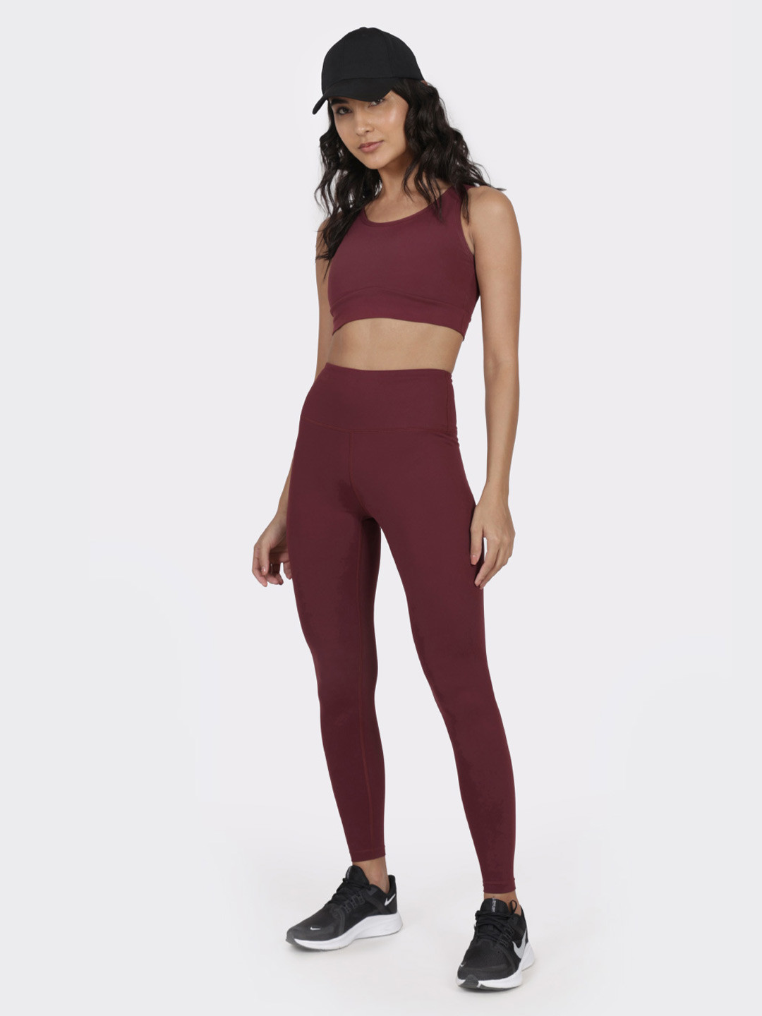 Blissclub Women Burgundy The Greatest Leggings with 2 Deep Side Pockets