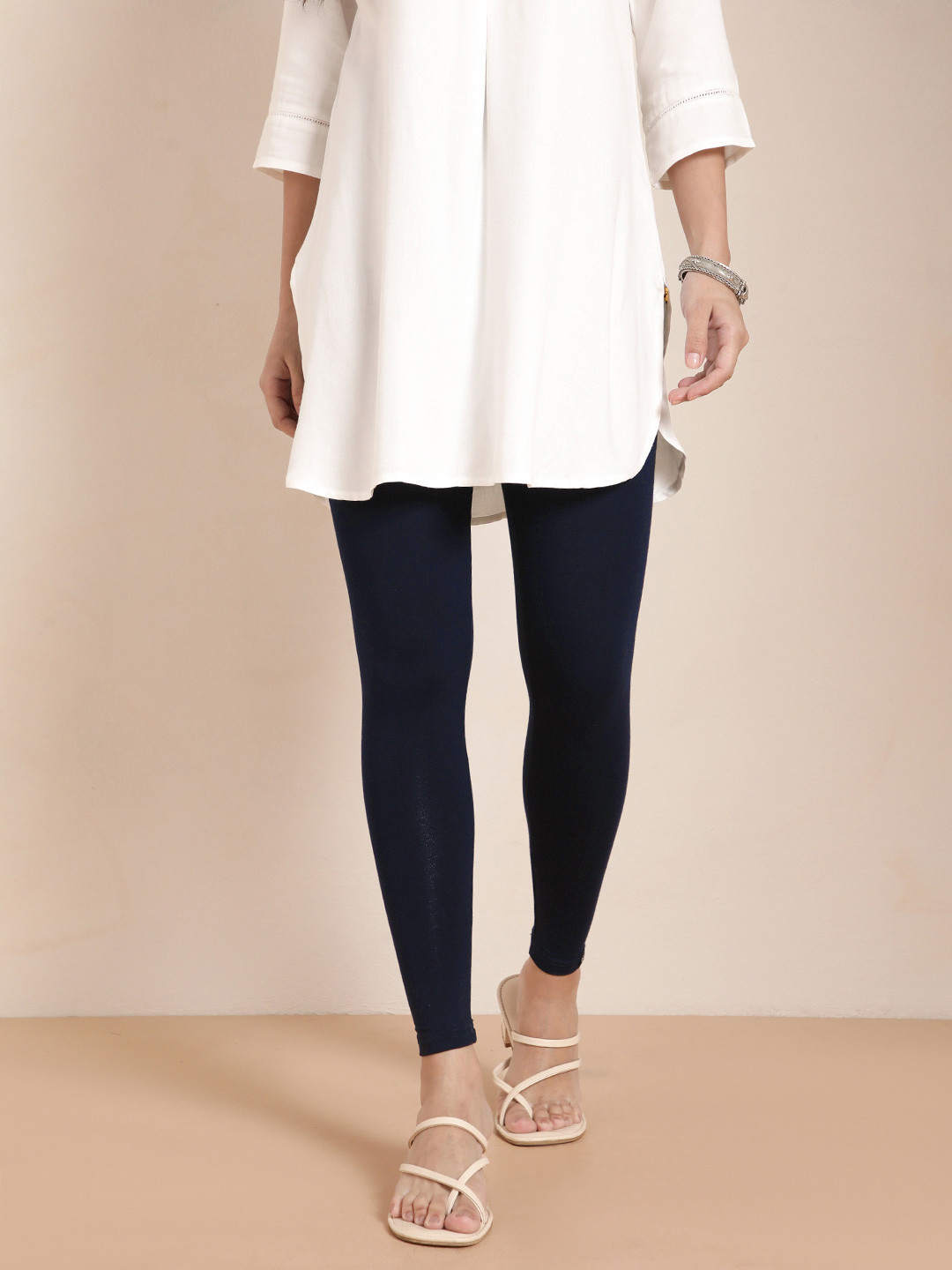 TWIN BIRDS Women Navy Blue Solid Ankle Length Leggings