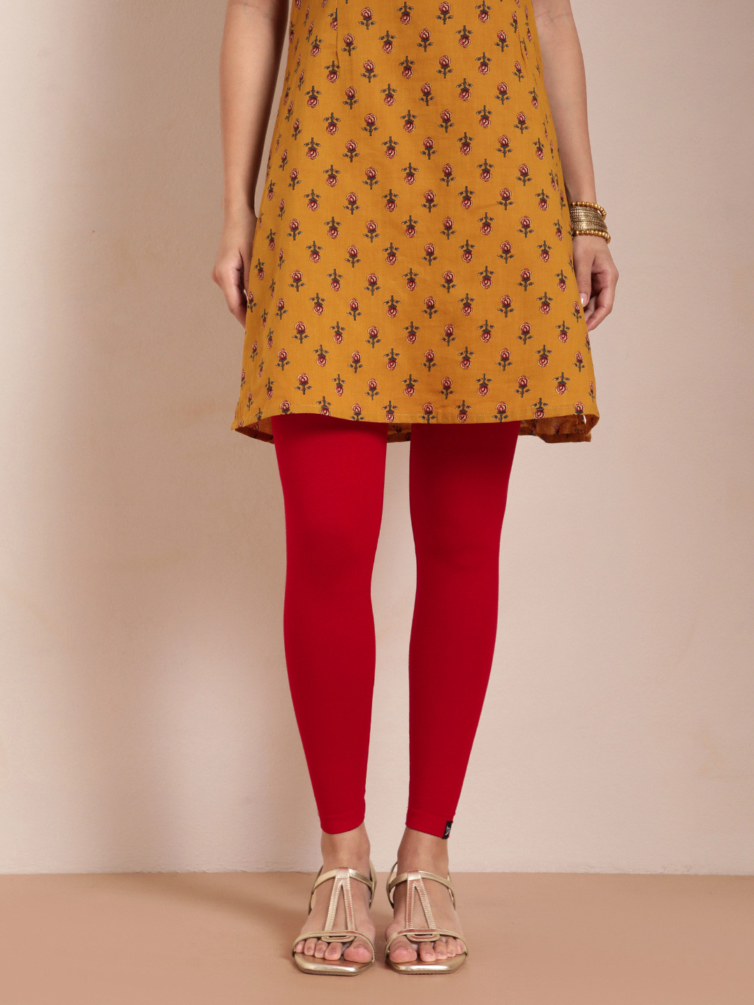 TWIN BIRDS Women Red Solid Ankle-Length Leggings