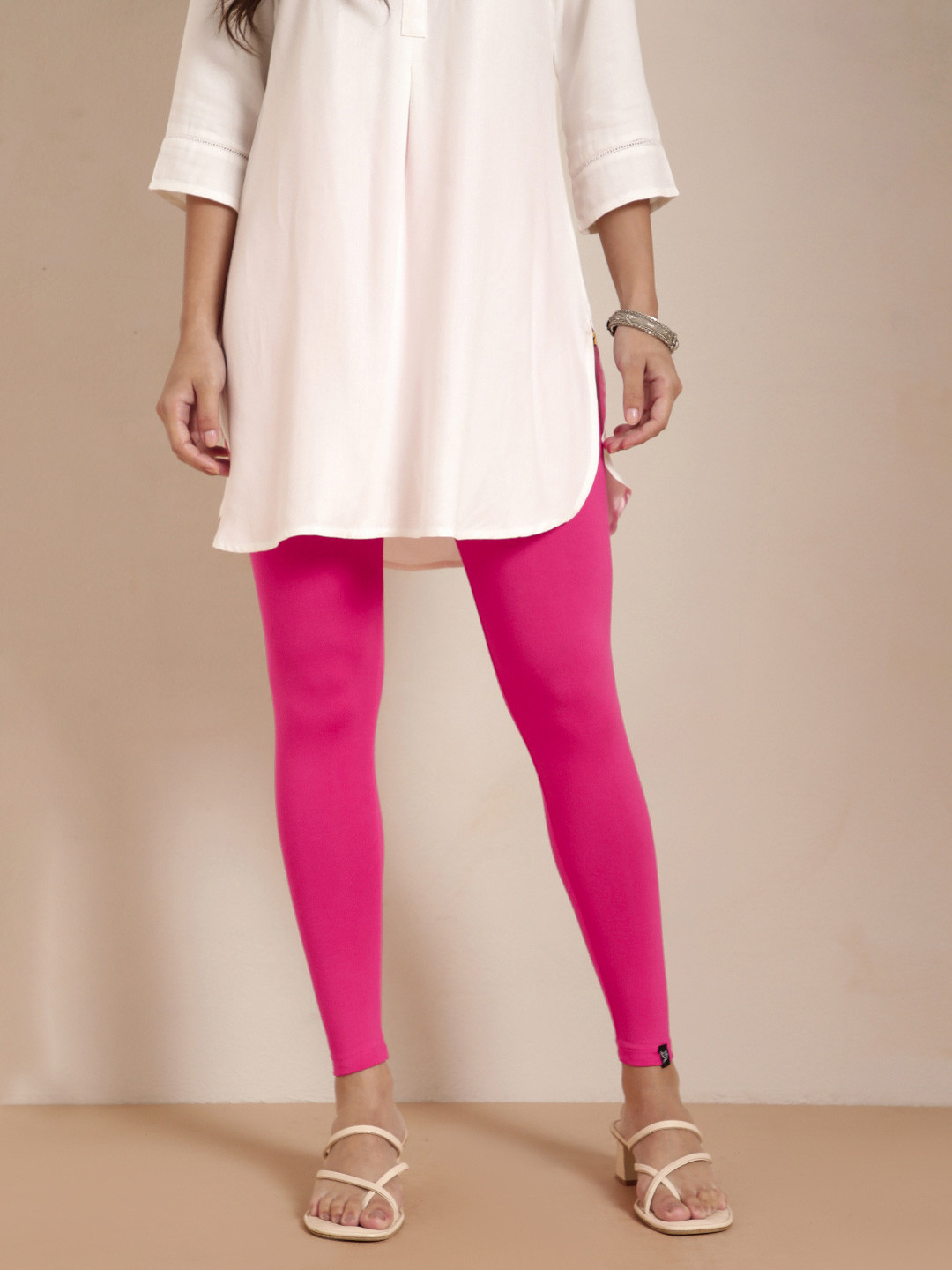 TWIN BIRDS Women Pink Solid Ankle Length Leggings