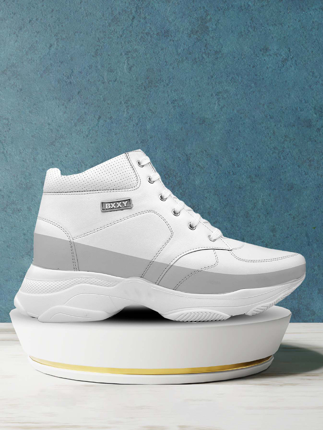 Bxxy Men Hidden Elevator Height Increasing Lightweight Mid-Top Sneakers