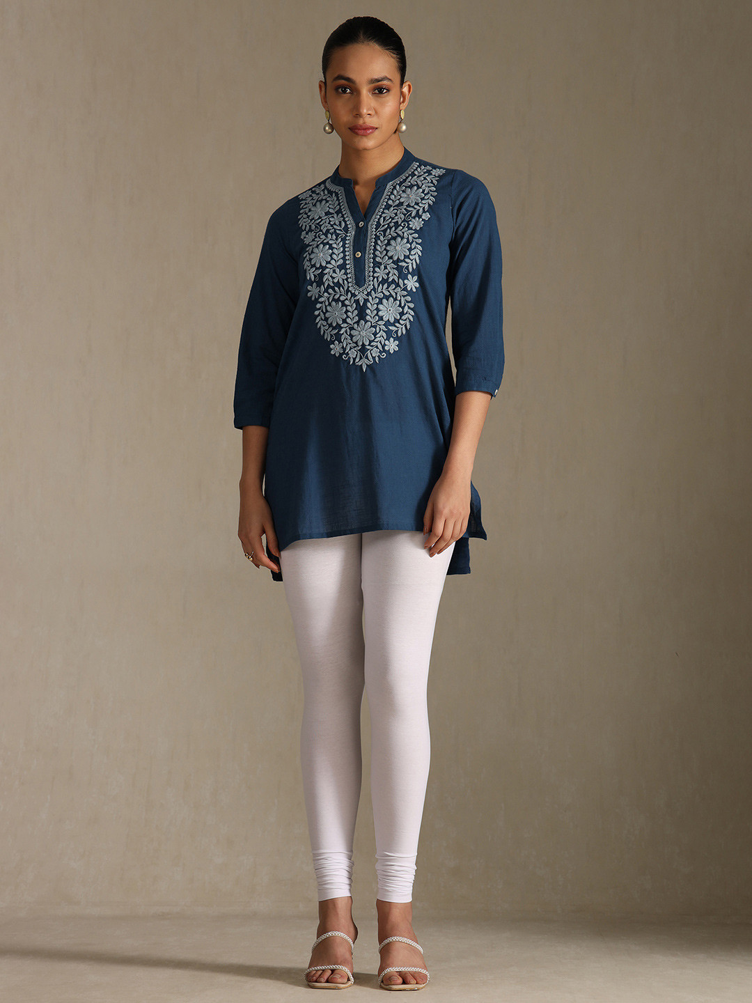 Soch Women White Solid Mid-Rise Churidar