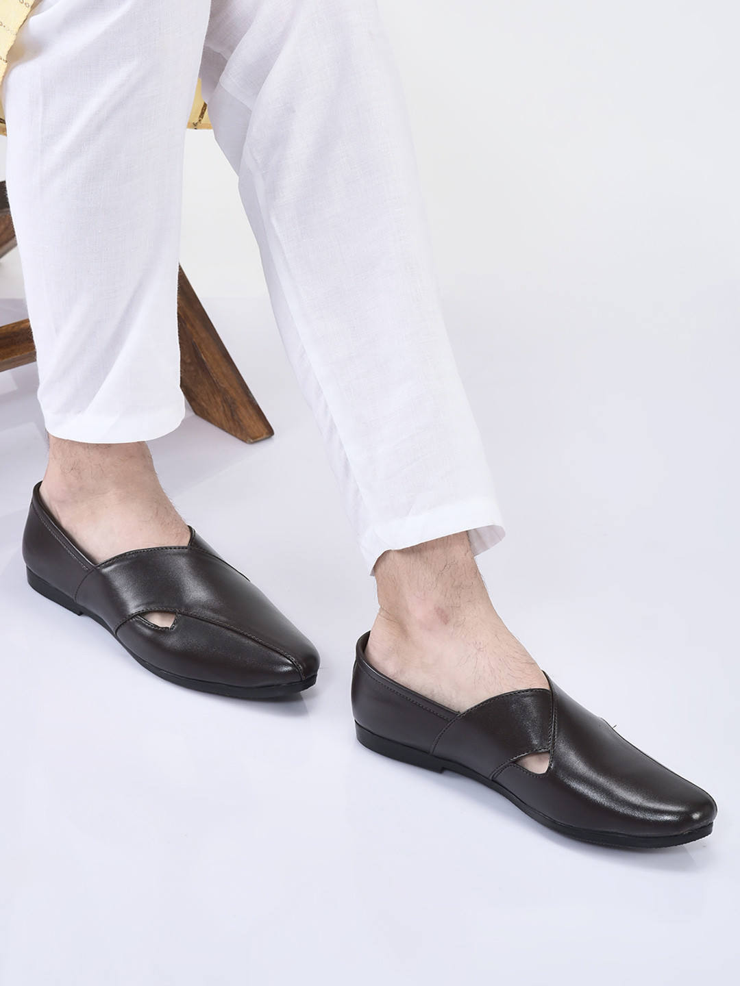 FAUSTO Men Brown PU Slip-On Sneakers