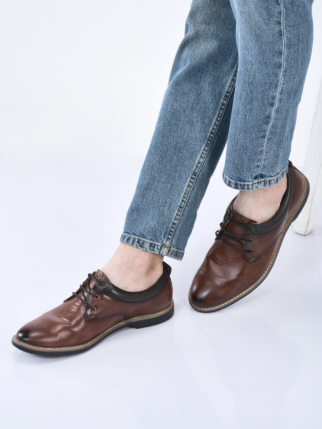 FAUSTO Men Brown Solid Formal Shoes