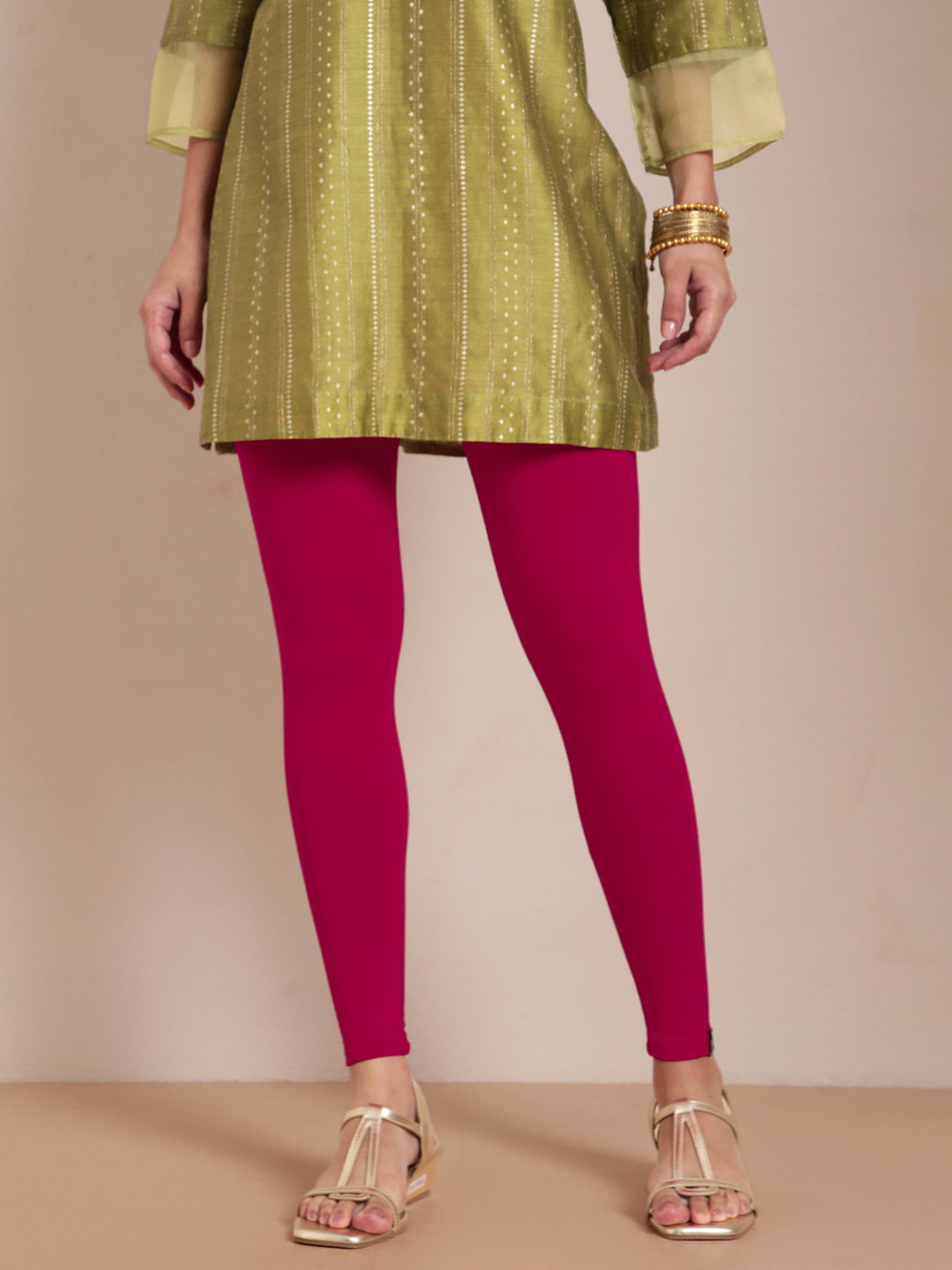 TWIN BIRDS Women Pink Solid Ankle Length Leggings