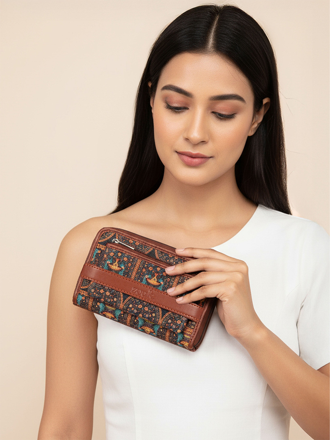 ZOUK Women Ethnic Motifs Printed Zip Around Wallet