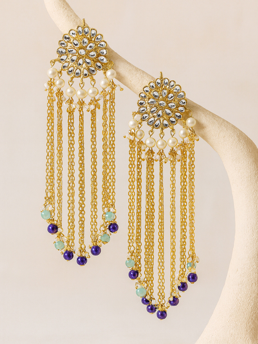 KARATCART Blue Contemporary Drop Earrings