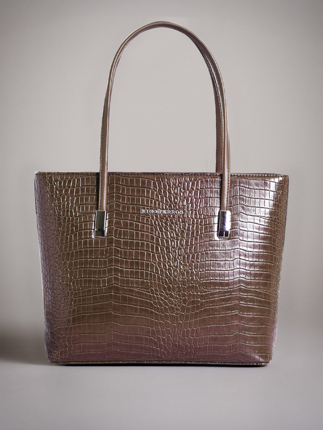 Lino Perros Brown Textured Laptop Bag