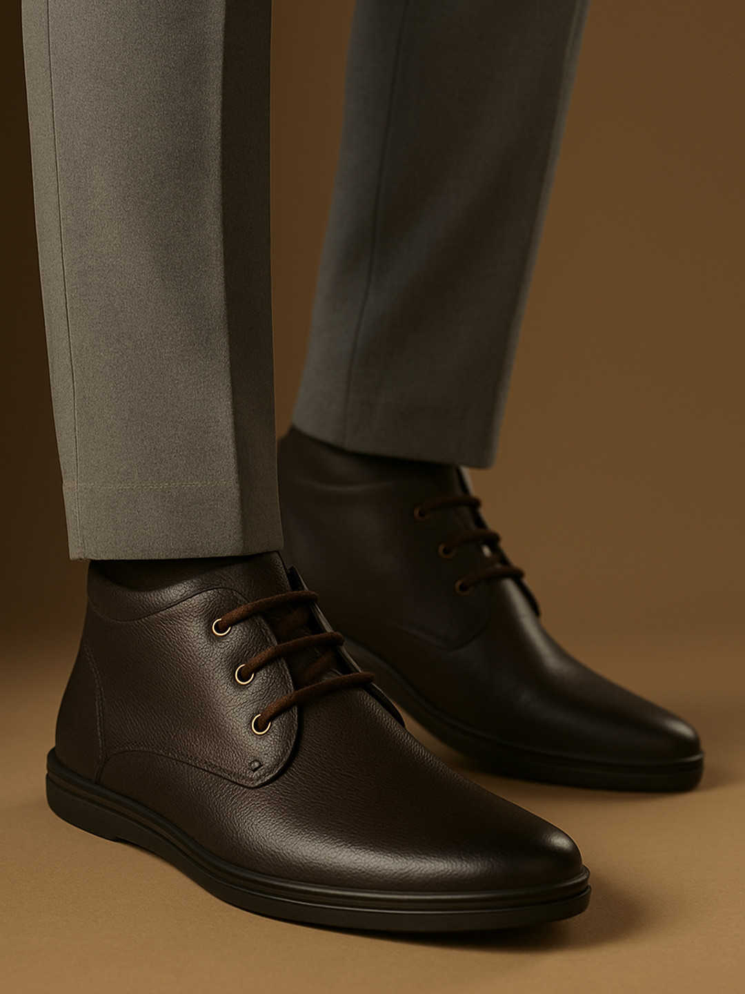 Red Chief Men Brown Leather Formal Derby Shoes