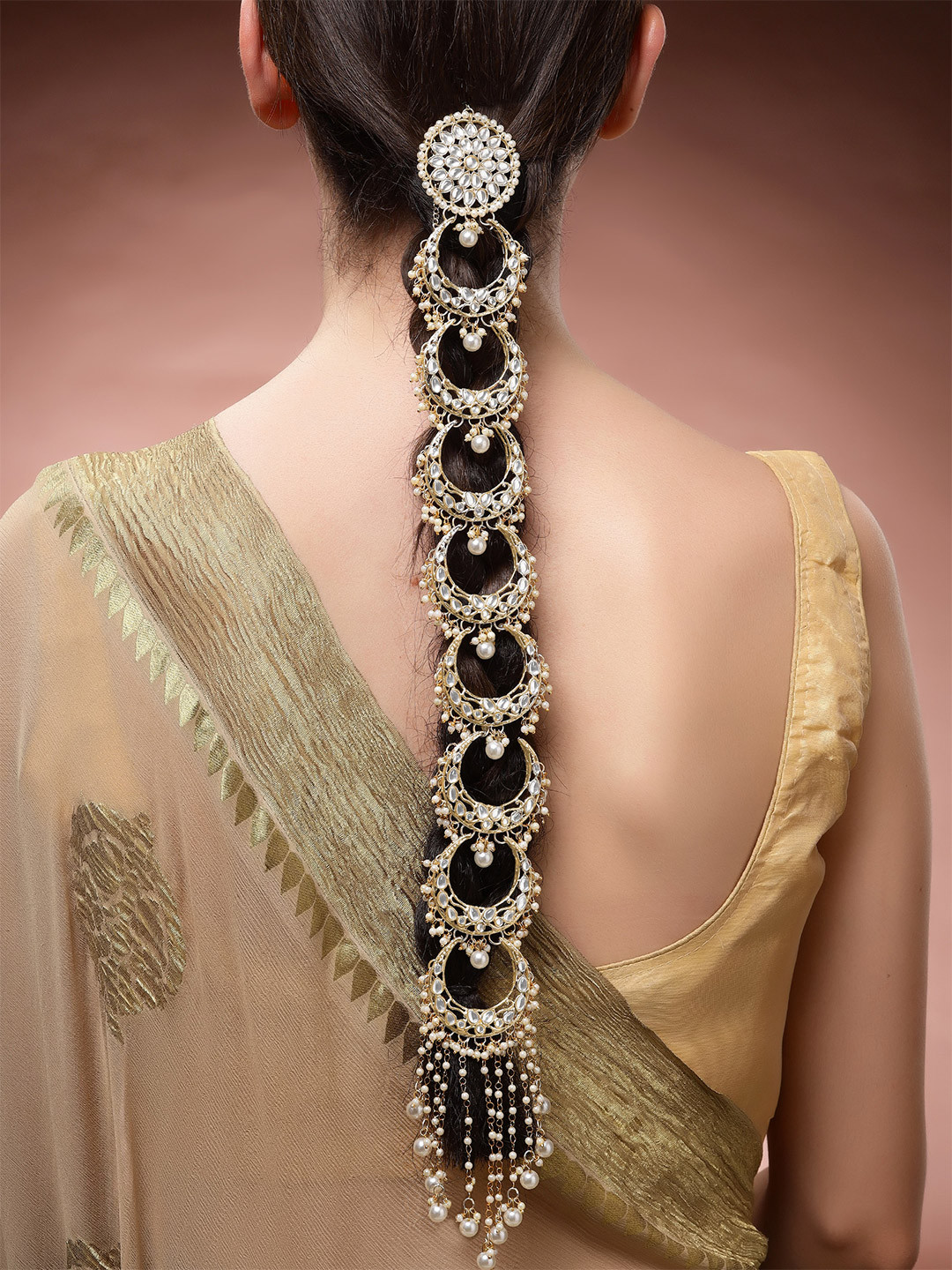 KARATCART Gold-Plated Kundan-Studded Head Chains