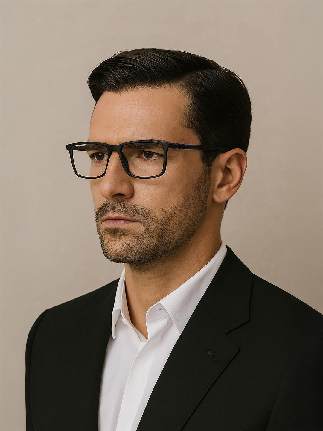 Police Men Black Full Rim Rectangle Frames