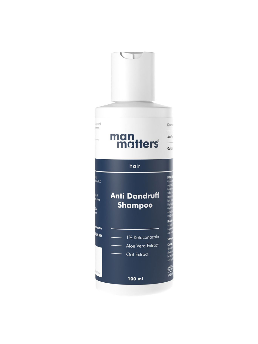 Man Matters Anti Dandruff Shampoo 100ml For 3X Faster Reduction in Flaking & Dry Scalp