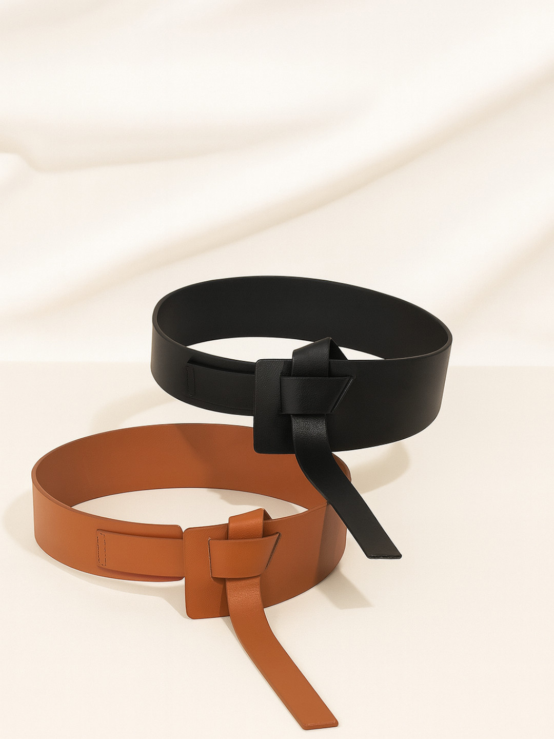 CRUSSET Women Set Of 2 Wide Knot Waist Belt Comfortable for Dresses Saree Wear