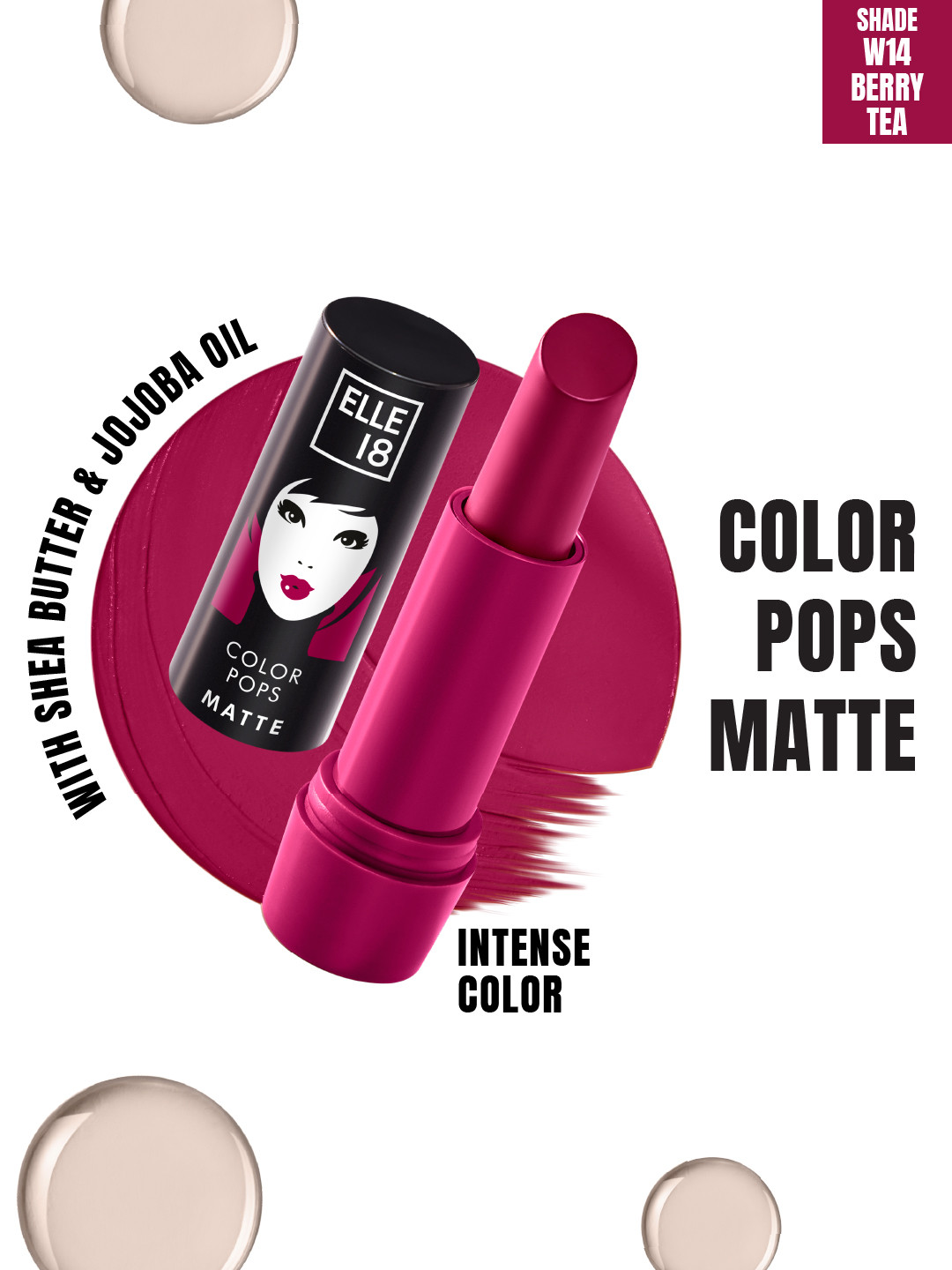 ELLE 18 Color Pop Moisturising Matte Lip Color With Jojoba Oil 4.3g - W14 Berry Tea