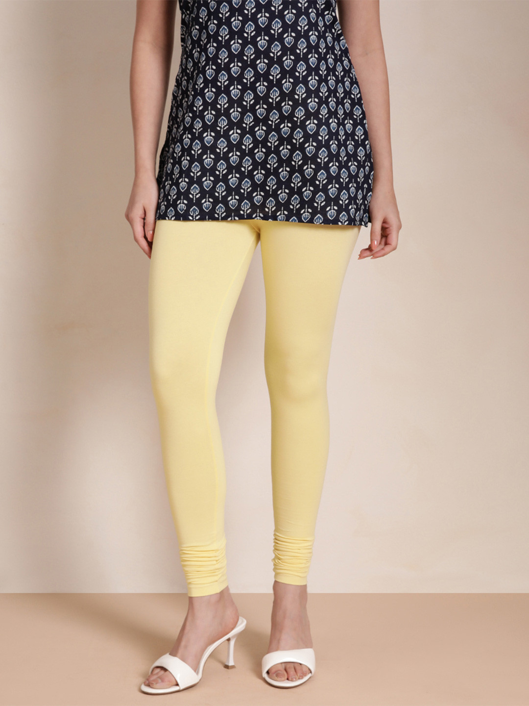 TWIN BIRDS Women Yellow Colored Solid Ankle Length Leggings